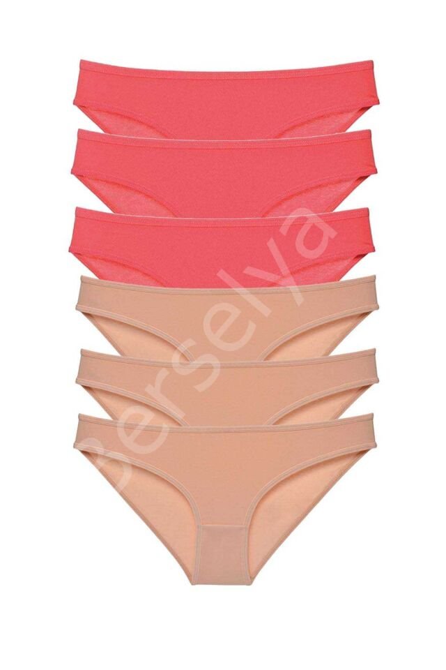 6 adet Süper Eko Set Likralı Kadın Slip Külot Fuşya Ten