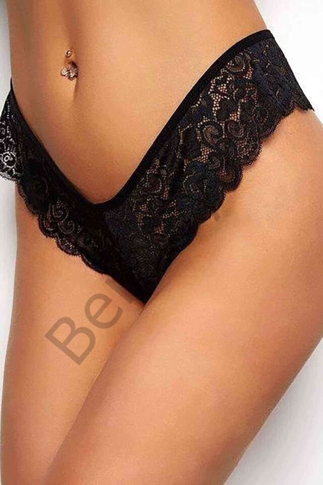 Kadın Siyah Dantelli Seksi Külot