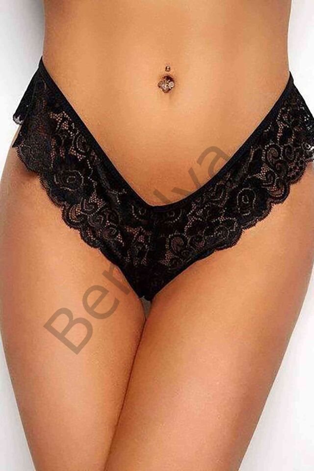 Kadın Siyah Dantelli Seksi Külot