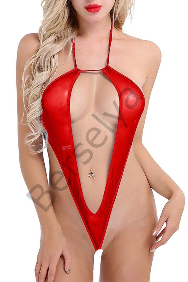 İçini Gösteren Büyük Beden Kadın Kırmızı Fantezi Gecelik