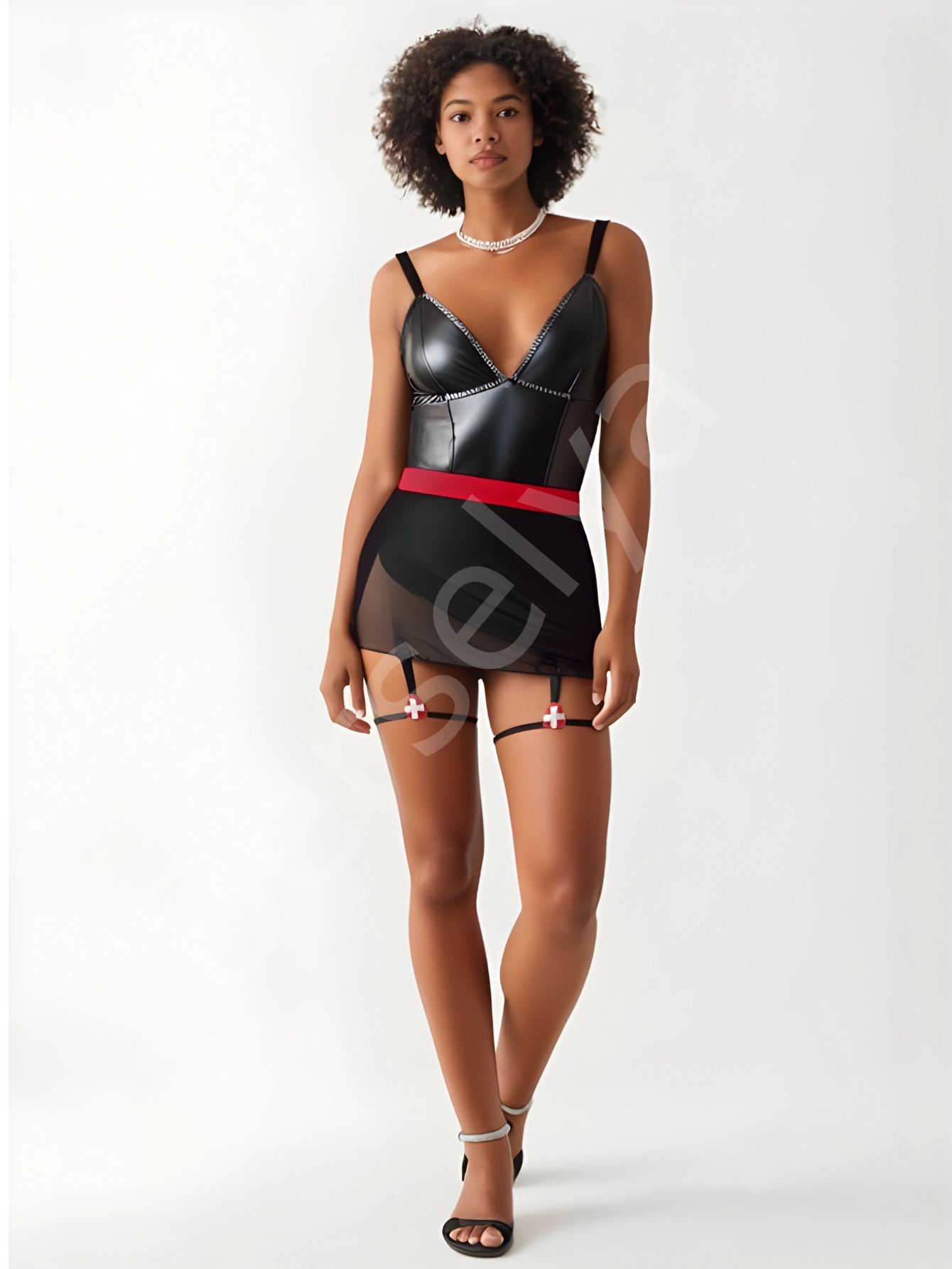 Luna Lora Night Care Lüks Deri Hemşire Fantezi Kostümü