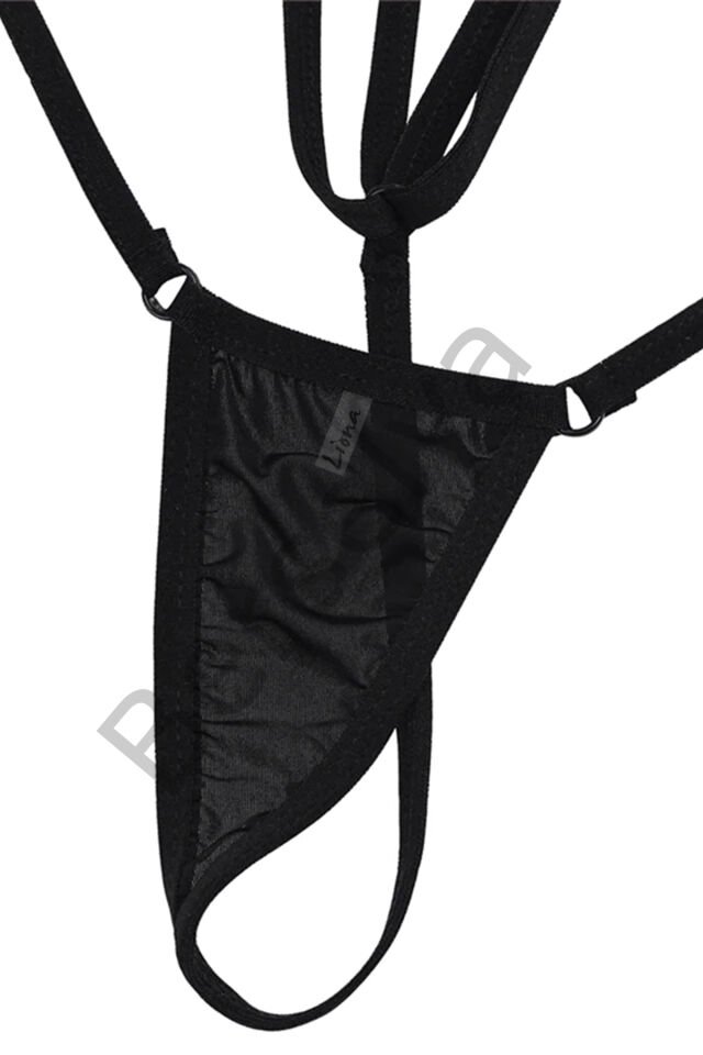 Büyük Beden Fantazi İç Giyim Siyah Fantezi String