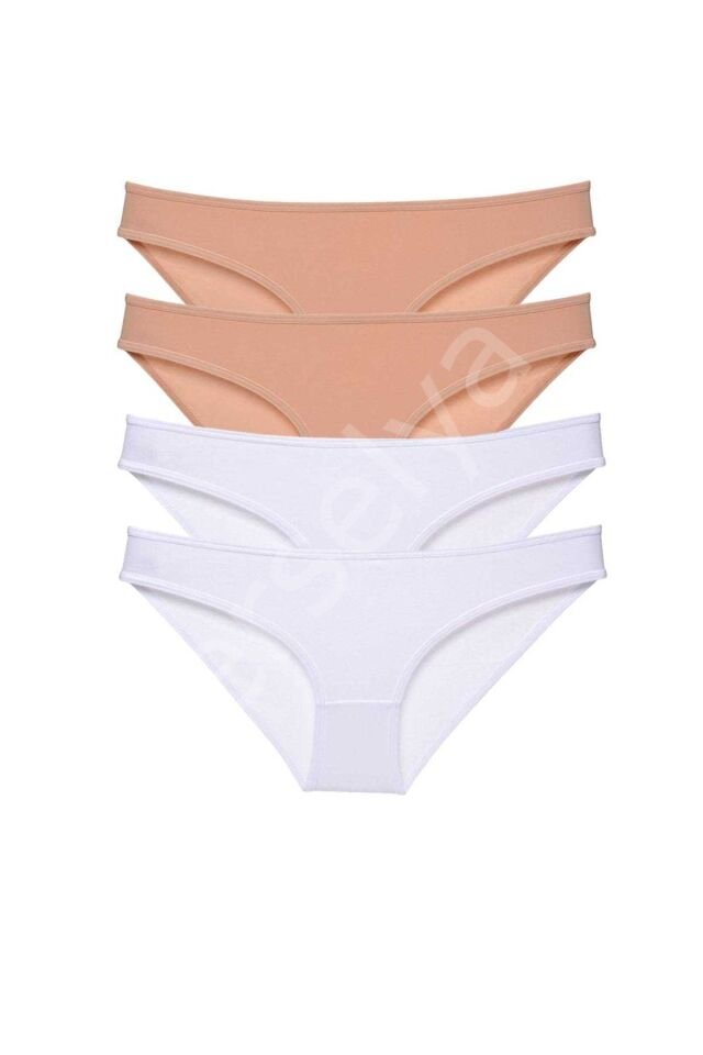 4 Adet Süper Eko Set Likralı Kadın Slip Külot Ten Beyaz