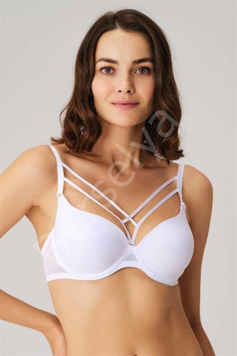 Balenli Desteksiz Dolgusuz Askıları Çıkabilen Yaka Detaylı T-shirt Sütyeni