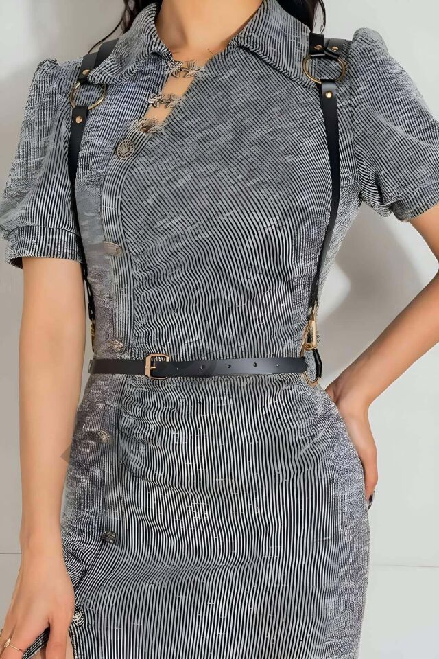 Seksi Omuzdan Askılı Deri Bel Kemeri, Giysi Aksesuar - Brf1180