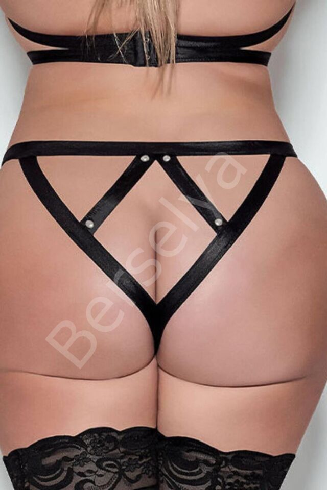 Suni Yumuşak Deri Harness Fantezi Tanga Külot  81046