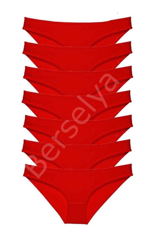 7 Adet Süper Eko Set Likralı Kadın Slip Külot Kırmızı