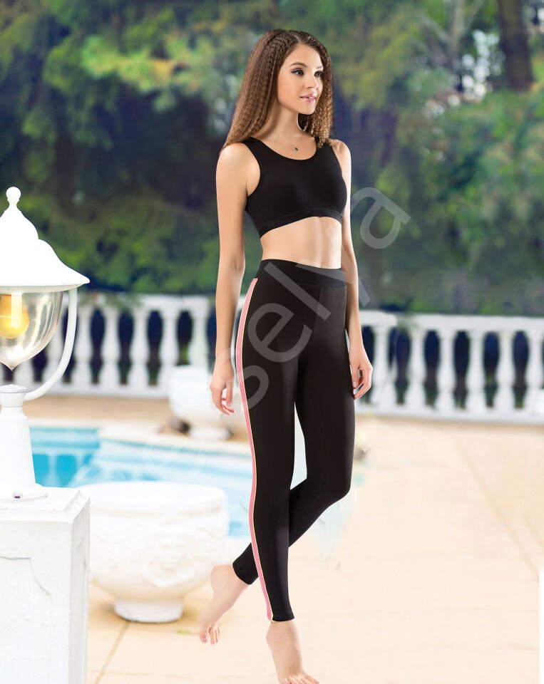 Şeritli Bel Sporcu Kadın Tayt 0529