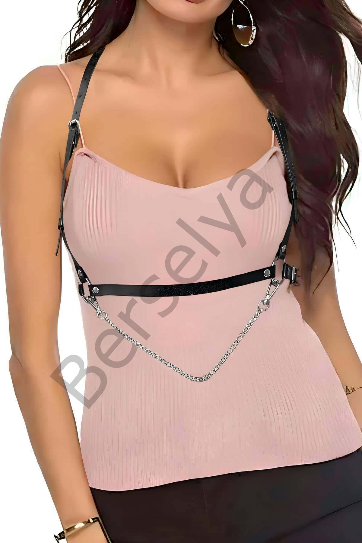 Günlük Kullanıma Uygun Seksi Giysi Üzeri Deri Kemer Harness - Brf1185