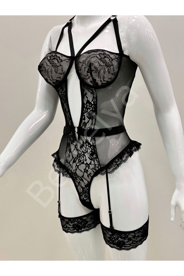 Afrodit Siyah Sexy Jartiyer Takım -1050