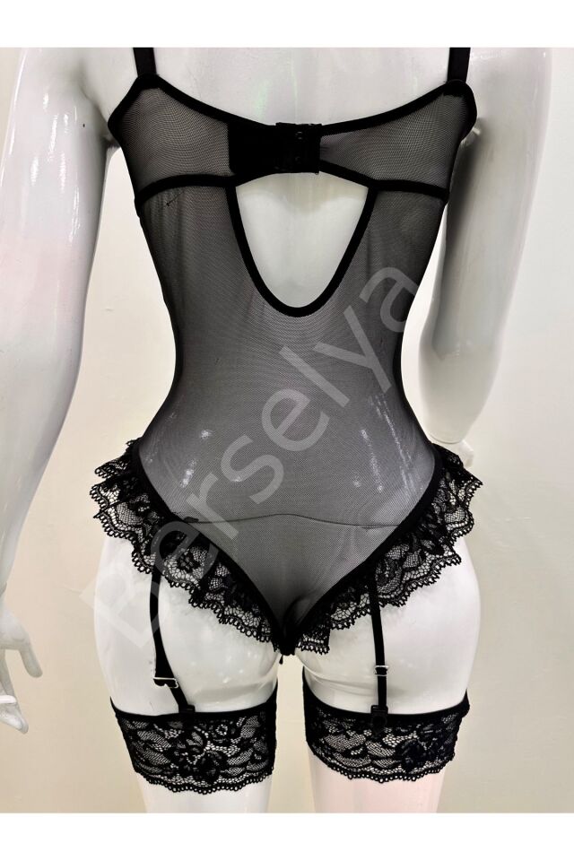 Afrodit Siyah Sexy Jartiyer Takım -1050