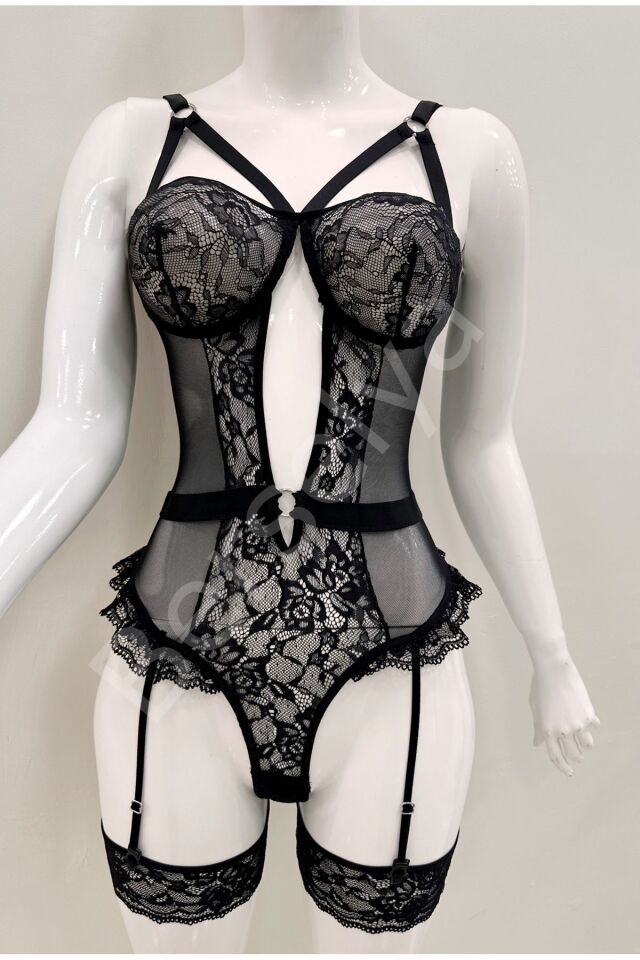 Afrodit Siyah Sexy Jartiyer Takım -1050
