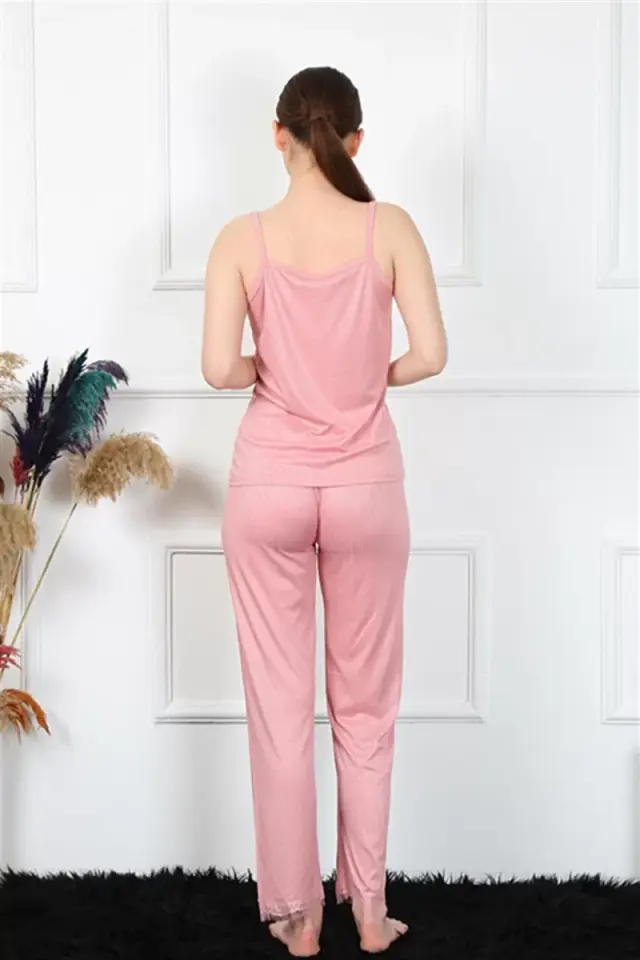 Kadın İp Askılı Somon Pijama Takım