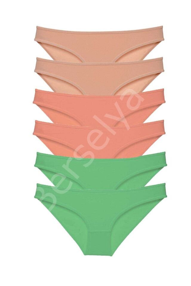 6 adet Süper Eko Set Likralı Kadın Slip Külot Ten Pudra Yeşil