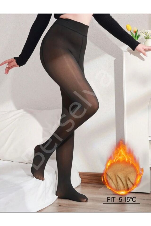 Termal Peluş Siyah Külotlu Çorap Pkc-581