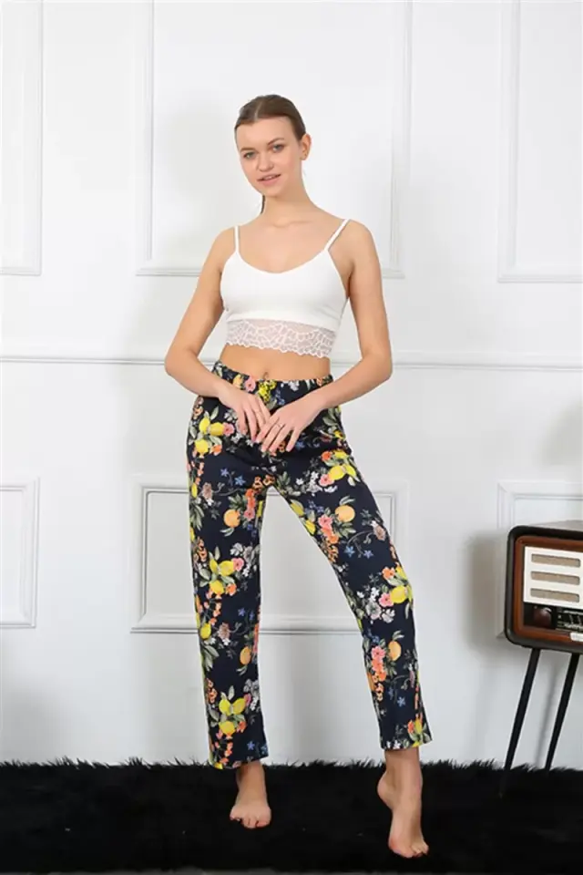 Kadın Pamuklu Alt Pijama Lacivert