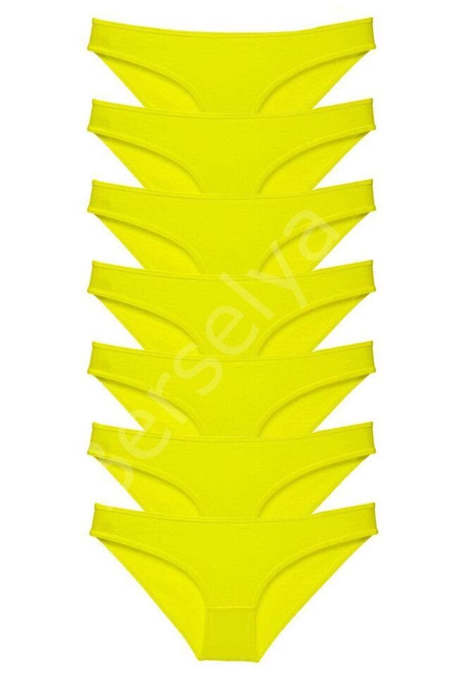 7 Adet Süper Eko Set Likralı Kadın Slip Külot Sarı