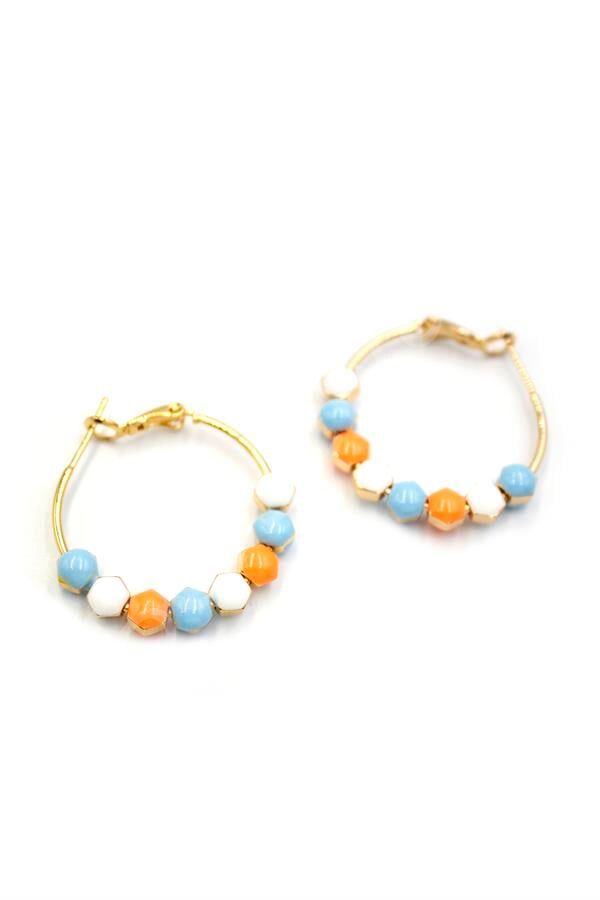 Mineli Halka Küpe - Turuncu