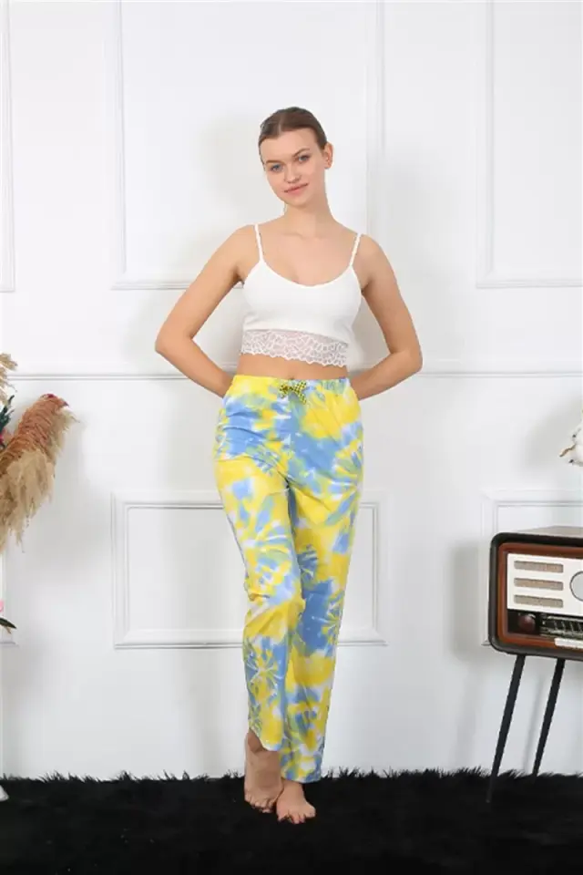 Kadın Pamuklu Alt Pijama Sarı