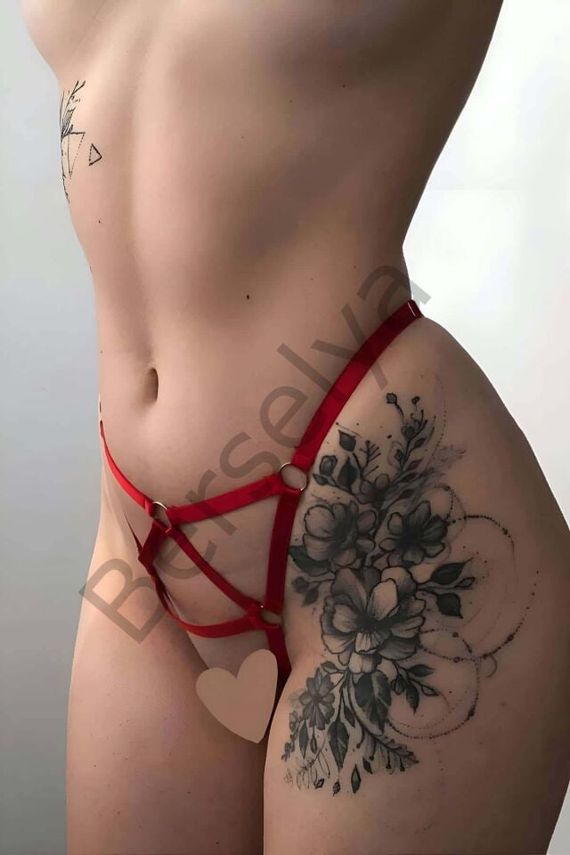 Fantazi Lastik Brazilian Tanga, Önü Açık Tanga Harness - Brf1206