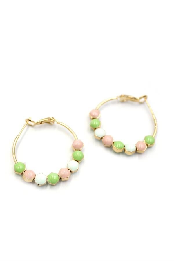 Mineli Halka Küpe - Yeşil