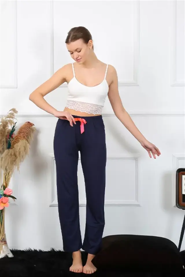 Kadın Pamuklu Alt Pijama Lacivert