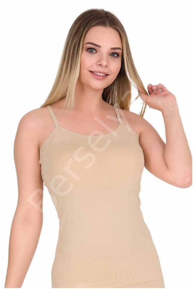 Kadın İp Askılı Pamuk Likralı Atlet Ten 2128B