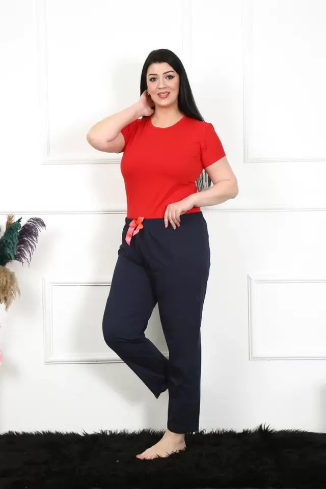 Kadın Pamuklu Büyük Beden Alt Pijama Lacivert