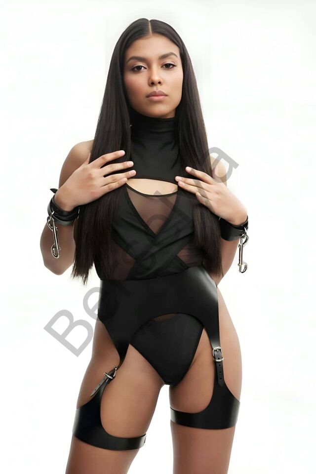 Korse Kesim Zincirli Kelepçeli Jartiyer Takım Harness - Brf1217