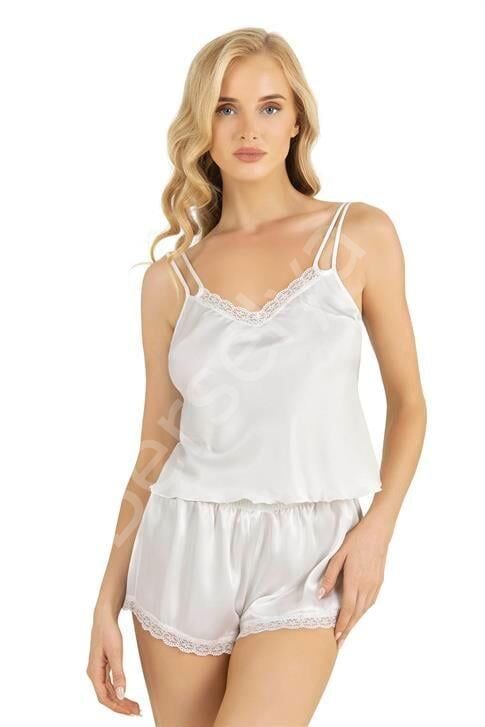 Ekru Saten Şort Takımı 9210