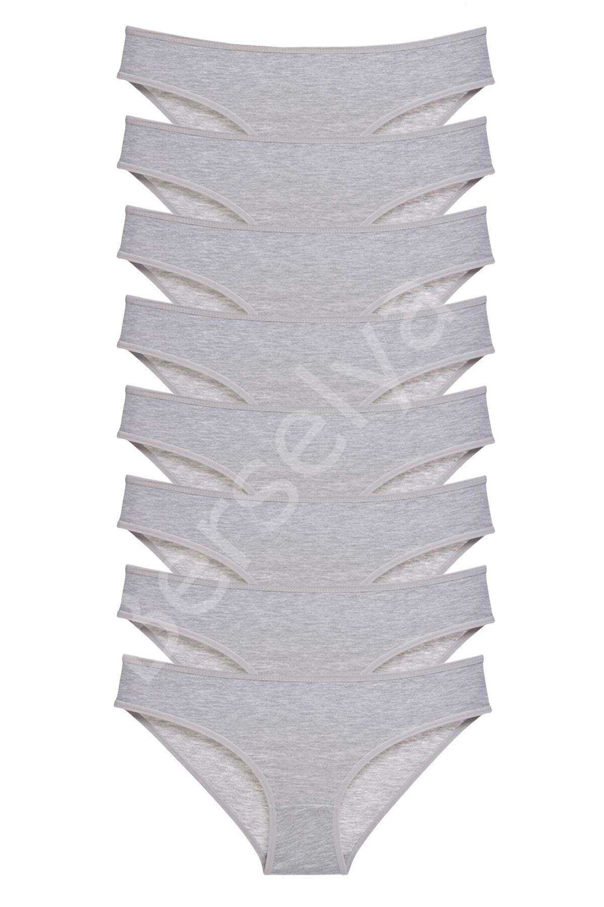 8 Adet Süper Eko Set Likralı Kadın Slip Külot Gri