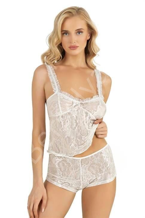 Ekru Saten Şort Takımı 9221