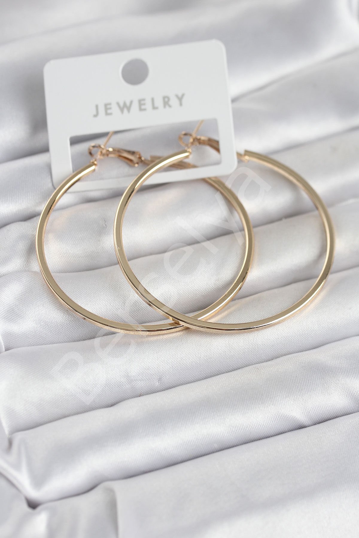 Gold Renk Pirinç Köşeli Kenar Halka 54 mm Kadın Küpe