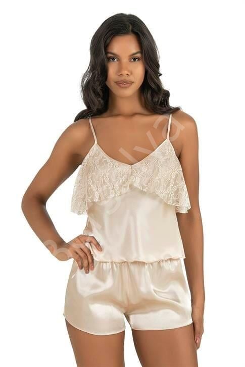 Fildişi Saten Şort Takımı 9214