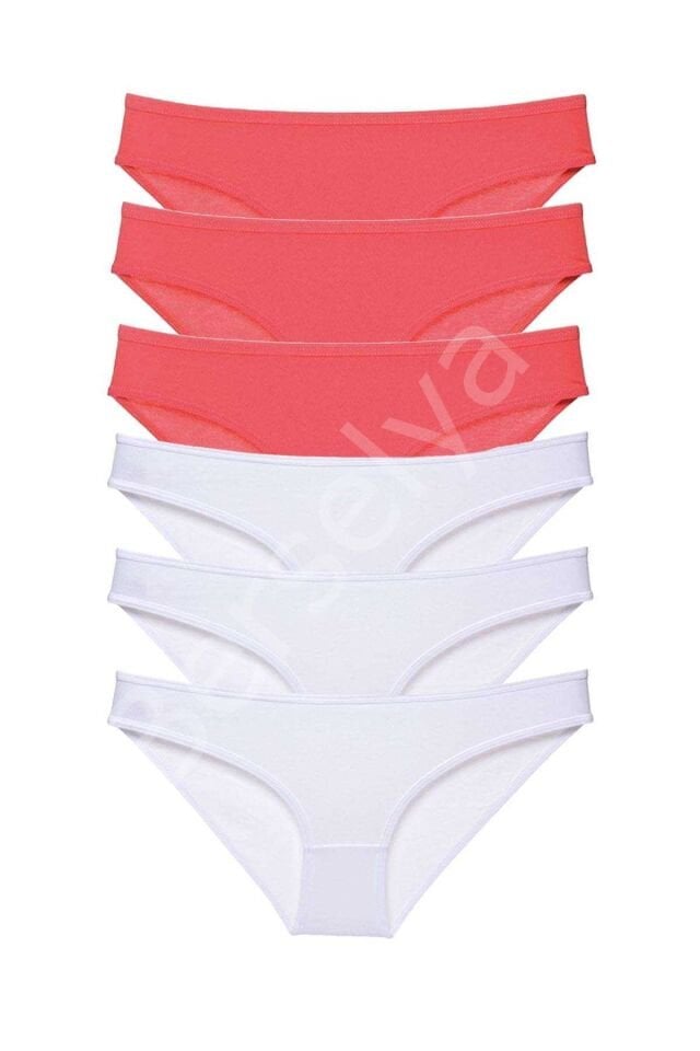 6 adet Eko Set Likralı Kadın Slip Külot Fuşya Beyaz XL