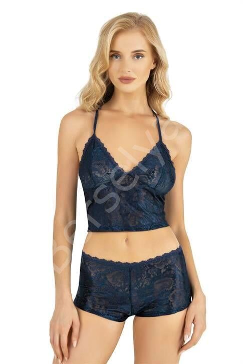 Lacivert Saten Şort Takımı 9222