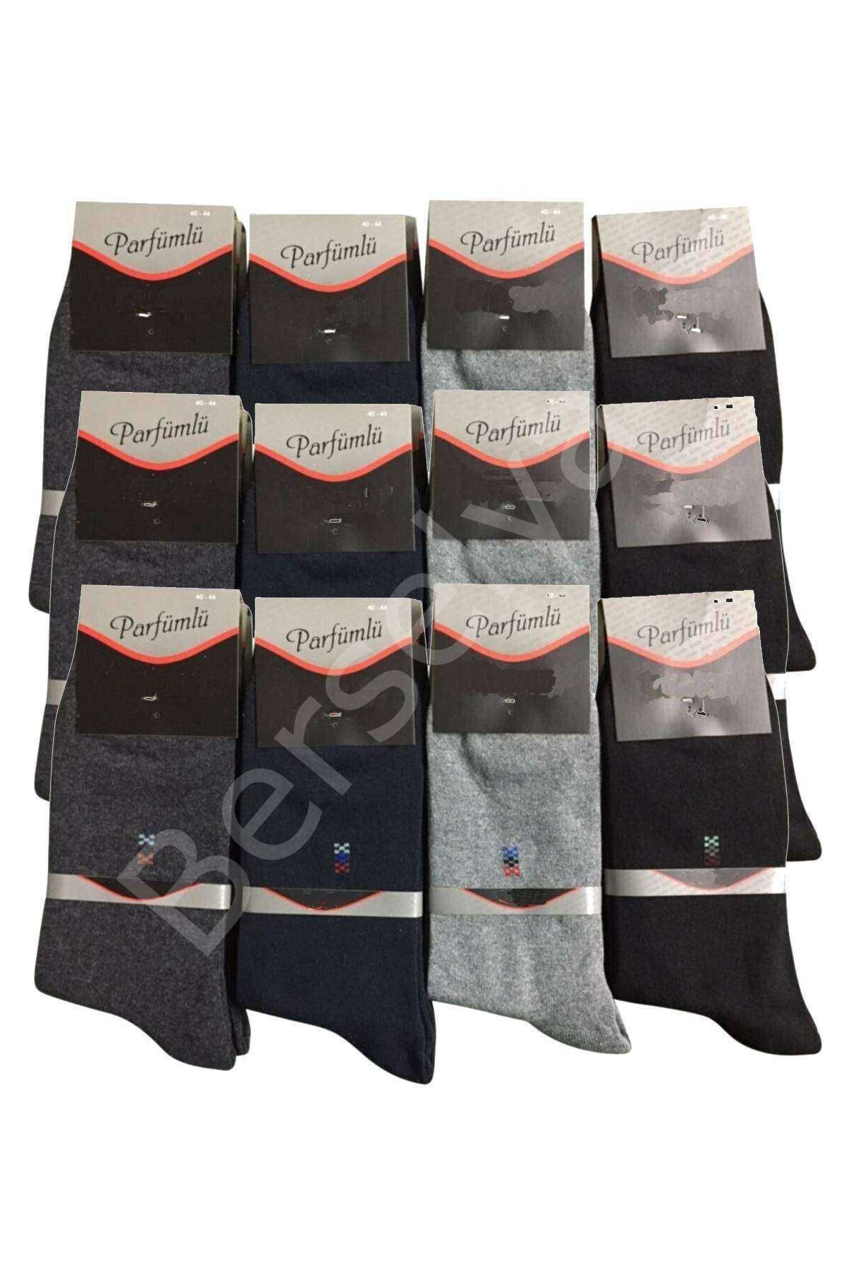 12 Adet Erkek Soket Çorap Siyah Gri Lacivert Füme