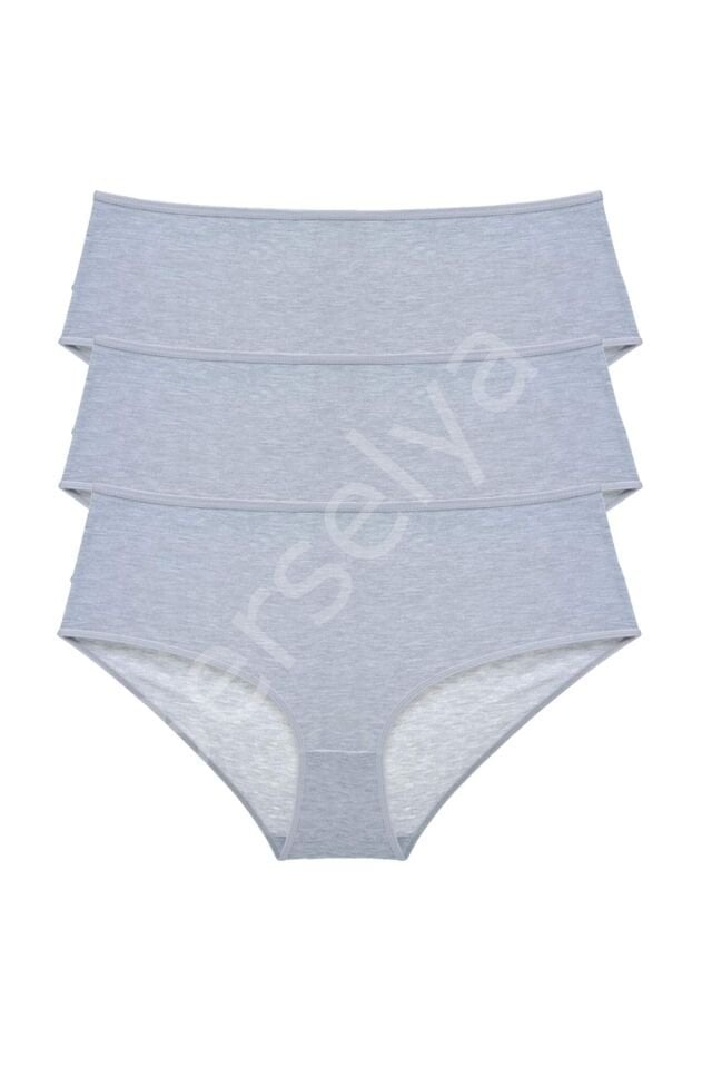 3 Adet Kadın Yüksek Bel Bato Külot Gri