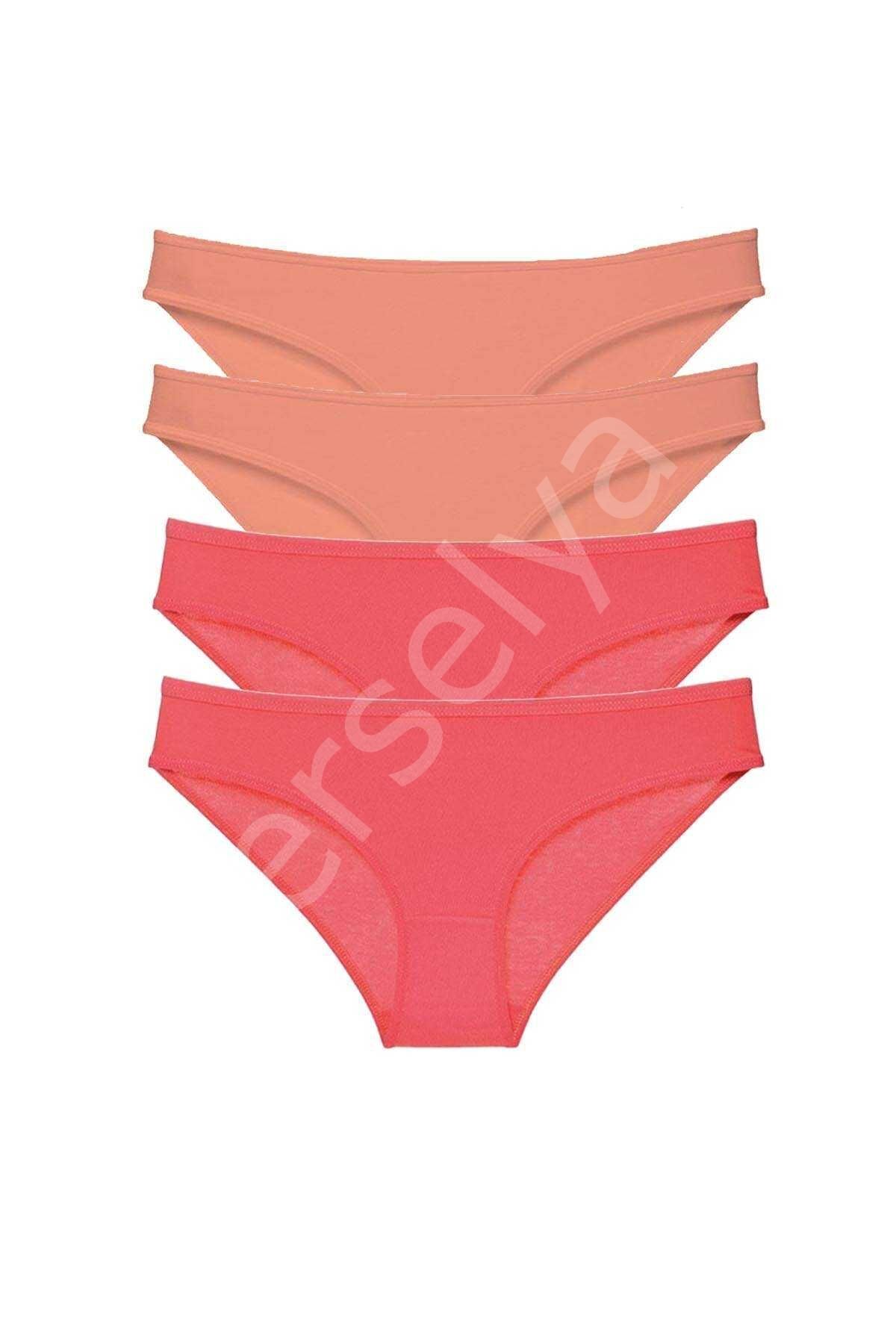 4 Adet Eko Set Likralı Kadın Slip Külot Pudra Fuşya