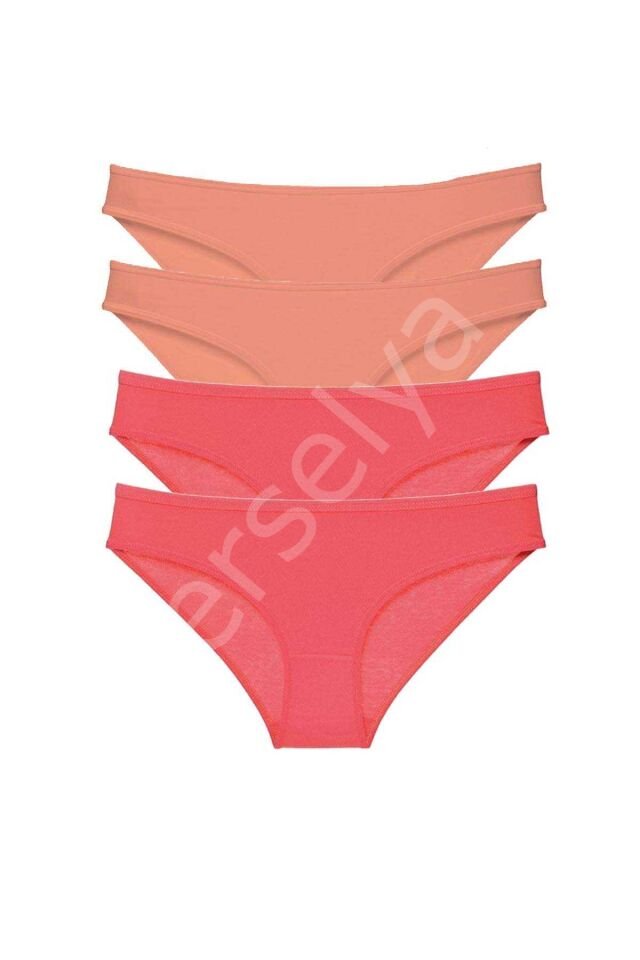 4 Adet Eko Set Likralı Kadın Slip Külot Pudra Fuşya