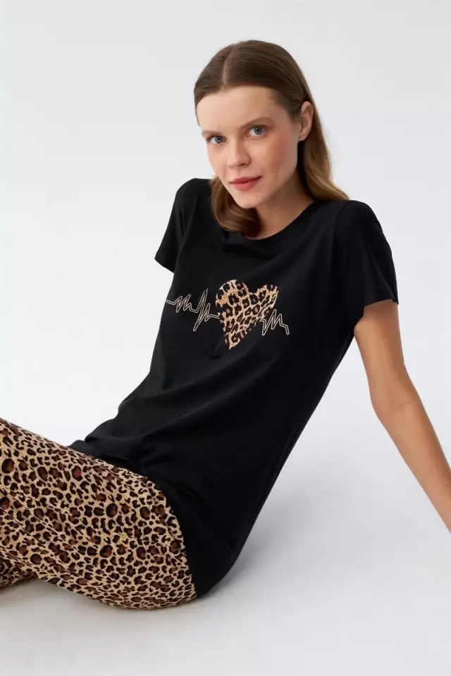 Kadın Penye Kısa Kol Pijama Takım 4128