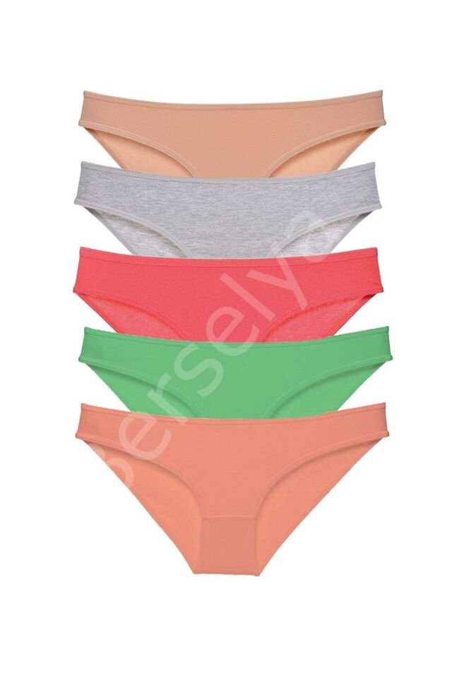 5 adet Eko Set Likralı Kadın Slip Külot Soft Renkler S
