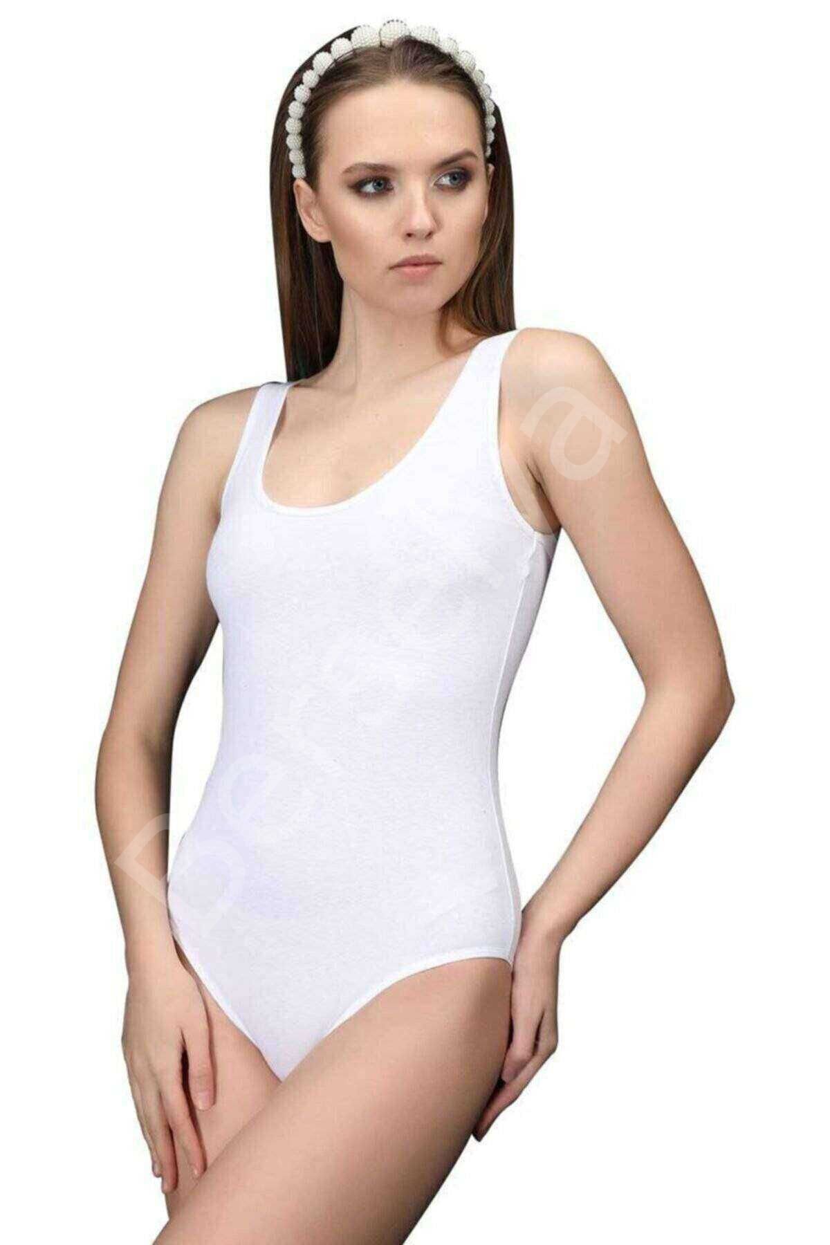 Elit Life Geniş Askılı Kadın Dikişsiz Çıtçıtlı Slip Body Beyaz 878