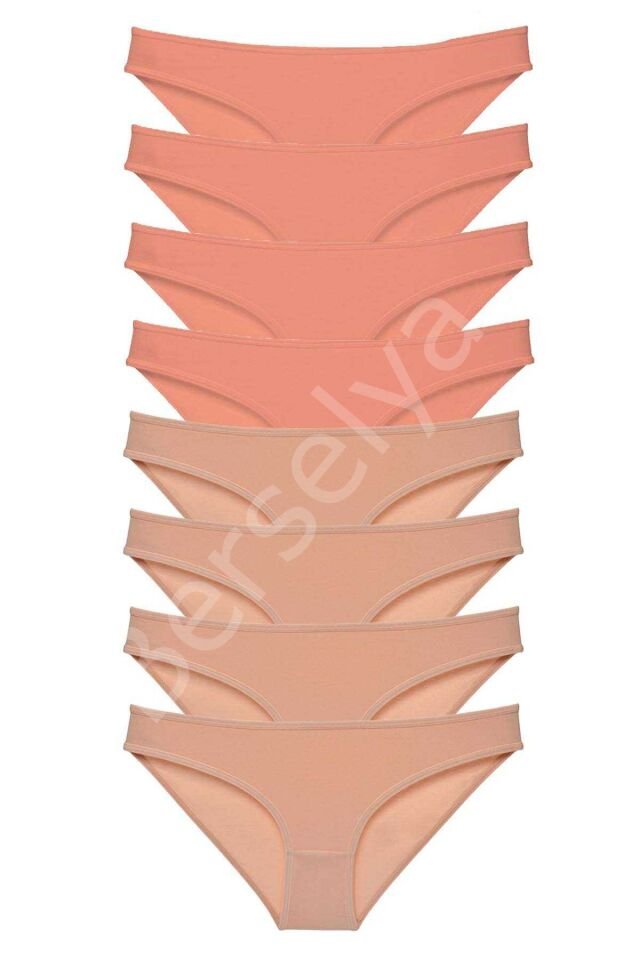 8 Adet Süper Eko Set Likralı Kadın Slip Külot Pudra Ten