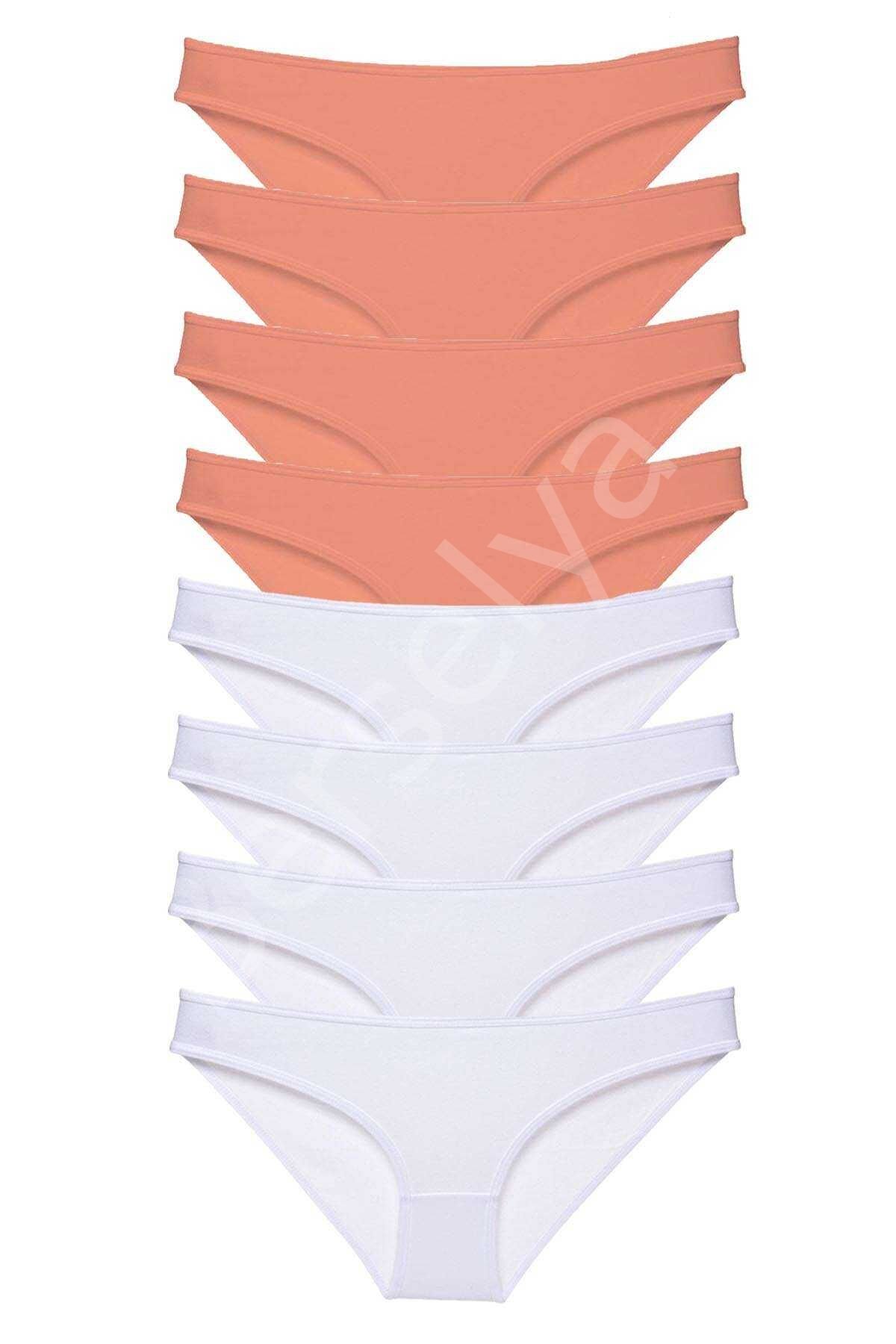 8 Adet Eko Set Likralı Kadın Slip Külot Pudra Beyaz