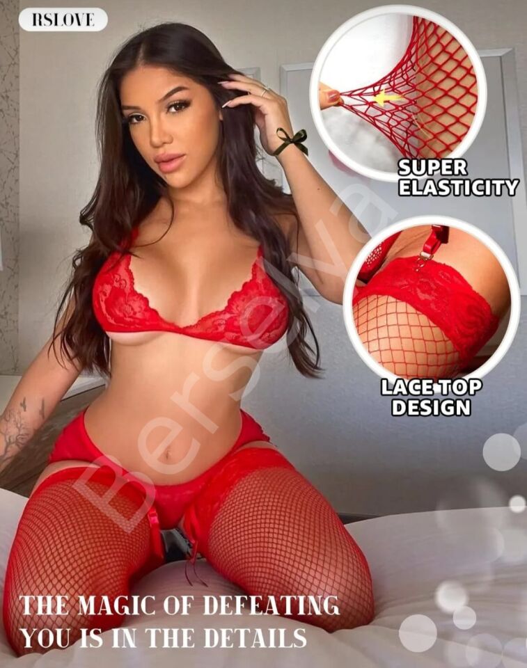 Kadın Kırmızı File Silikonlu Jartiyer Çorabı