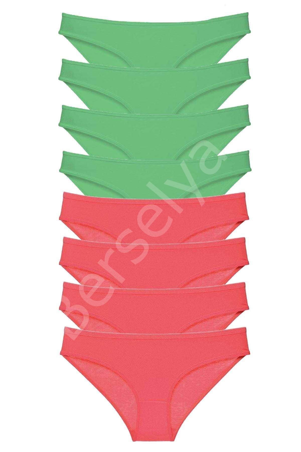 8 Adet Eko Set Likralı Kadın Slip Külot Yeşil Fuşya