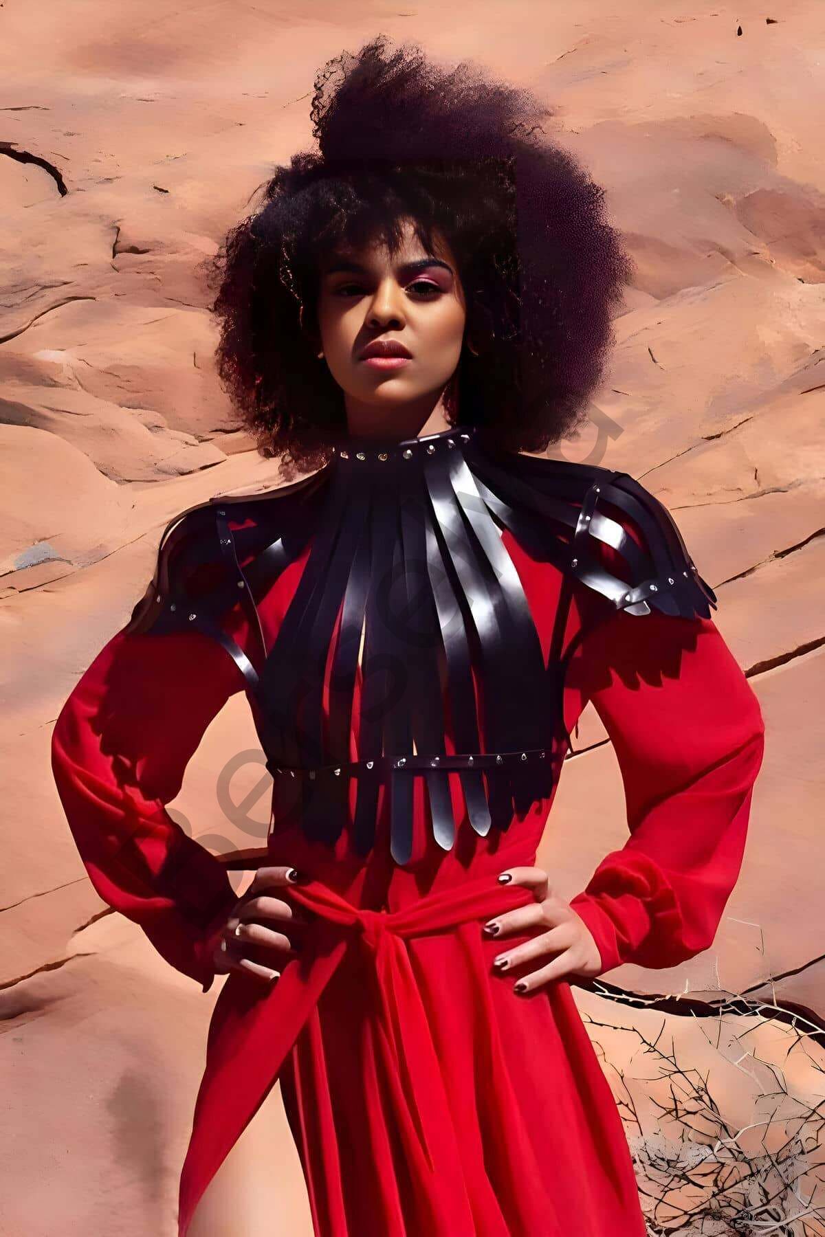 Arkası Açık Deri Crop Büstiyer Harness - Brf1257