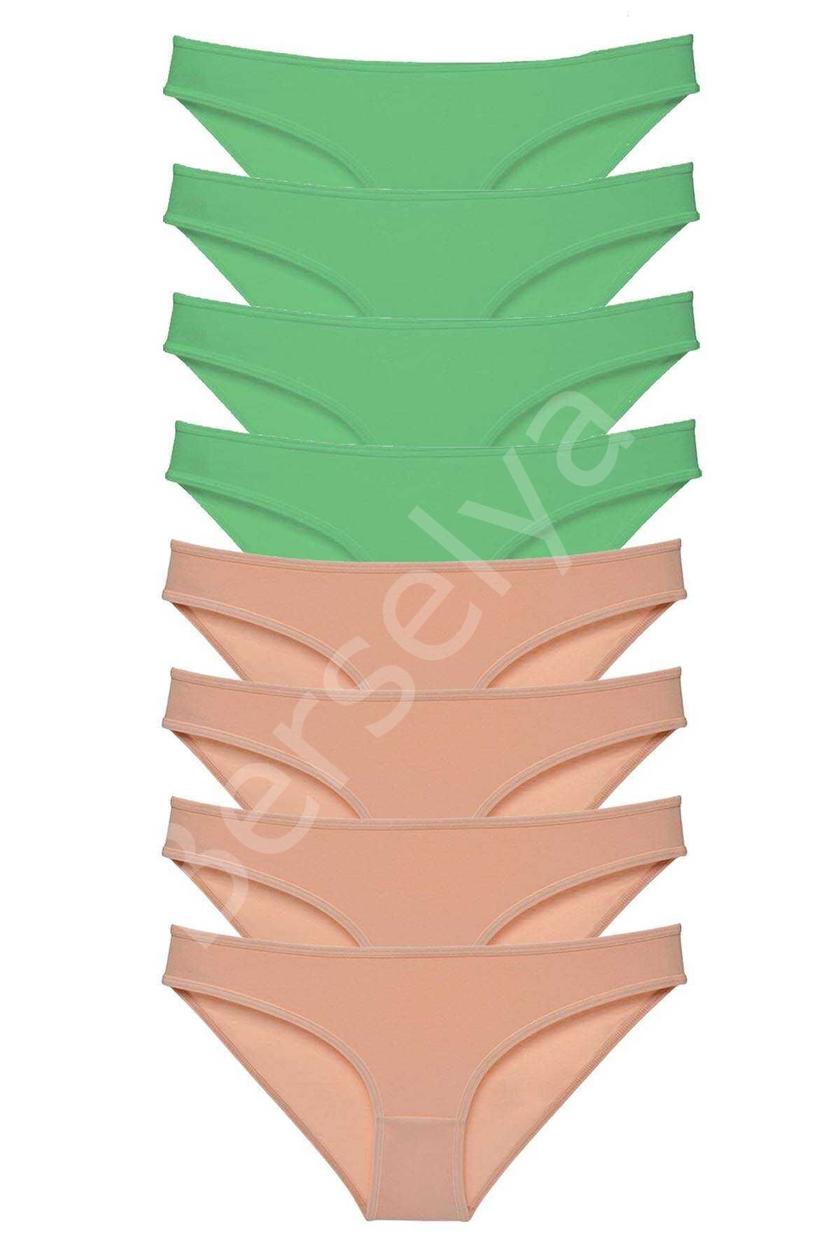 8 Adet Süper Eko Set Likralı Kadın Slip Külot Yeşil Ten
