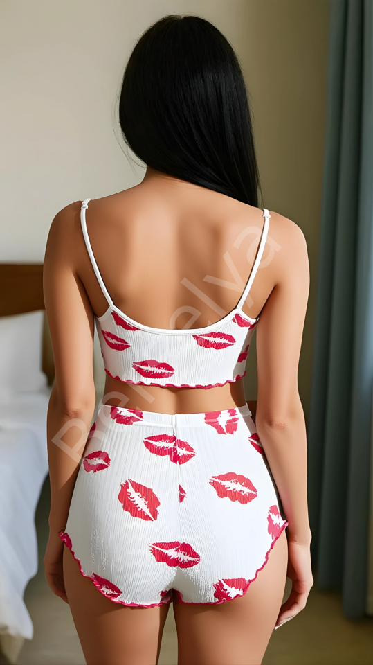 Luna Lora Kiss Mood Dudak Desenli Şortlu Pijama Takımı